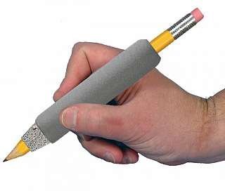 Hand holding a universal weighted pen holder